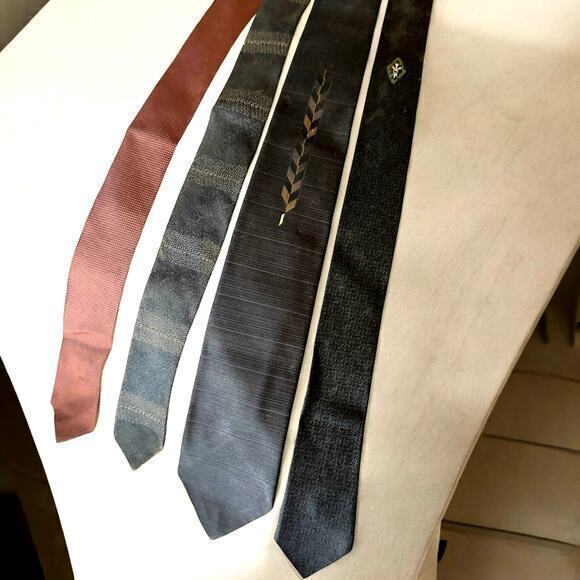 Vintage Other - Lot of 4 Skinny Ties Vintage 1960’s Silk Wide Fall Winter Black Green Necktie
